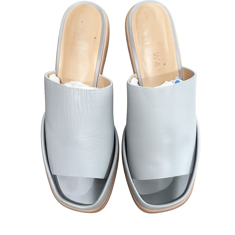 Wal & Pai Gray Leather Mule Sandals Size 38 Made in Spain